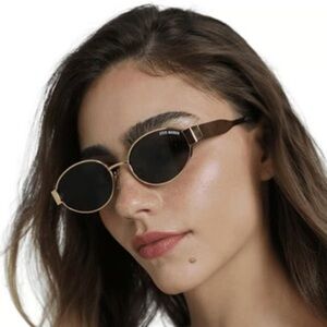 STEVE MADDEN Mystie Metal Gold Frame Oval Sunglasses